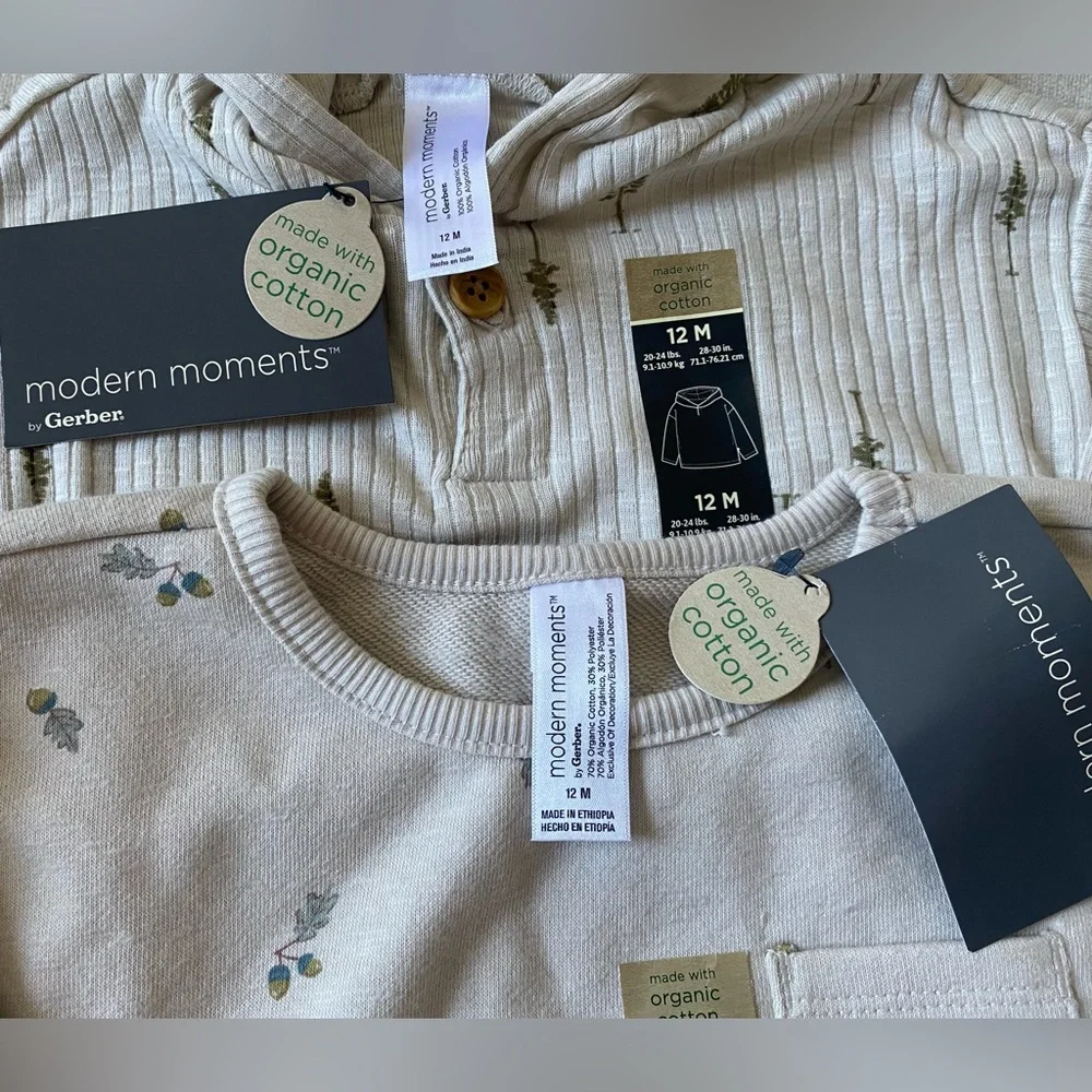 •NWT•Modern Moments by Gerber Long Sleeve Top and Hooded Henley
